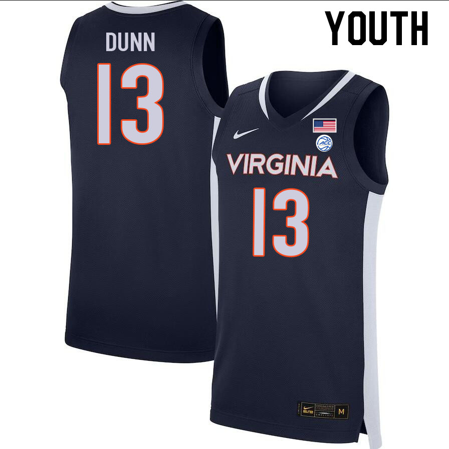 Youth #13 Ryan Dunn Virginia Cavaliers College 2022-23 Stitched Basketball Jerseys Sale-Navy